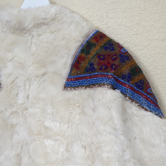 Free People Patched In Prine Beaded Furry Coat Small - Picture 5 of 10